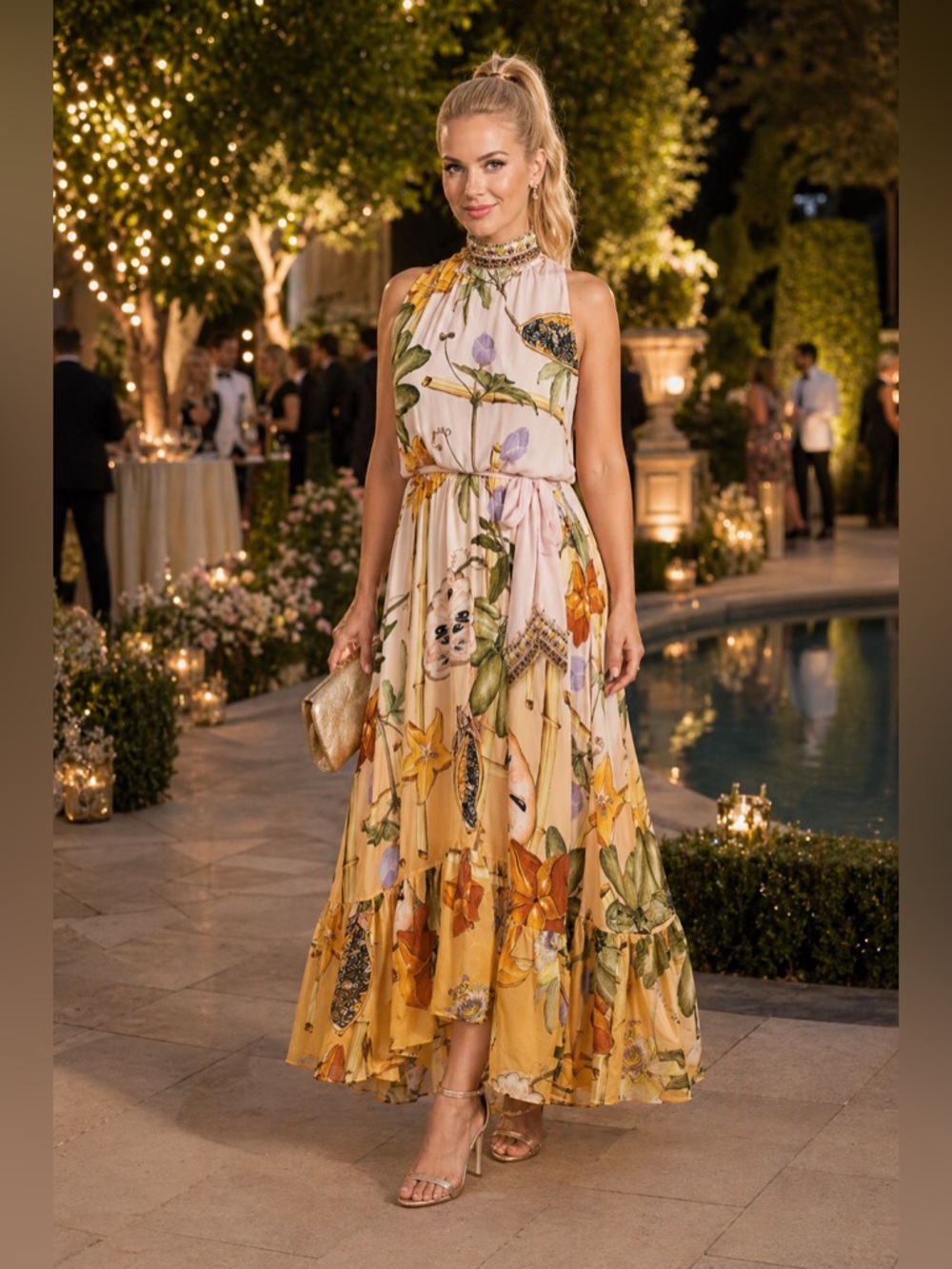 Camilla Necktie Silk Dress With Elasticated Waist Original Sin NMT